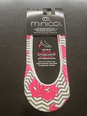 New Minicci Women's Low-Cut Athletic No-Show Socks - Gray & Pink Floral